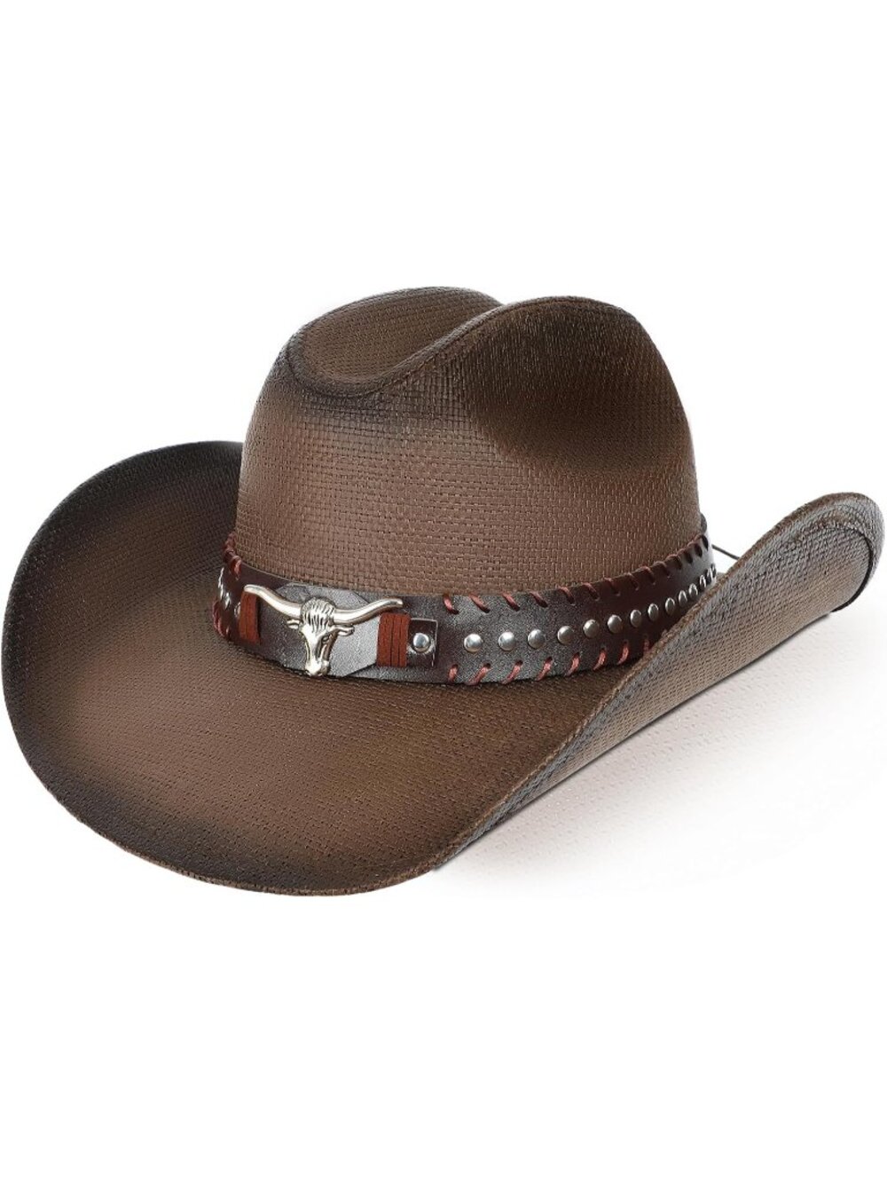 Unisex Dark Brown Straw Wide For Shapeable Brim Cowgirl Cowboy Western Hat